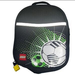 LEGO Soccer Vertical Lunch Bag Black Green Reflective
